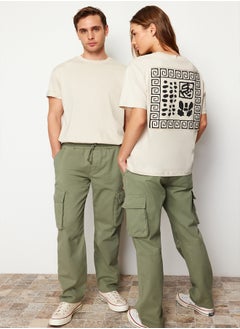 trendyol Light Khaki Unisex Regular Fit Elastic Waistband Cargo Pocket Trousers TMNSS24PL00003  - Image 1