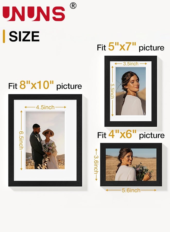 UNUNS Photo Frame Set,10Pcs Picture Frame Collage Wall Decor, Gallery Wall Frame Set with Cardstock for Wall,Living Room,Dedroom,Multiple Sizes,2pcs 8x10inch,4pcs 5x7inch,4pcs 4x6inch,Black - Image 5