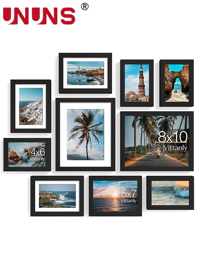 UNUNS Photo Frame Set,10Pcs Picture Frame Collage Wall Decor, Gallery Wall Frame Set with Cardstock for Wall,Living Room,Dedroom,Multiple Sizes,2pcs 8x10inch,4pcs 5x7inch,4pcs 4x6inch,Black - Image 1