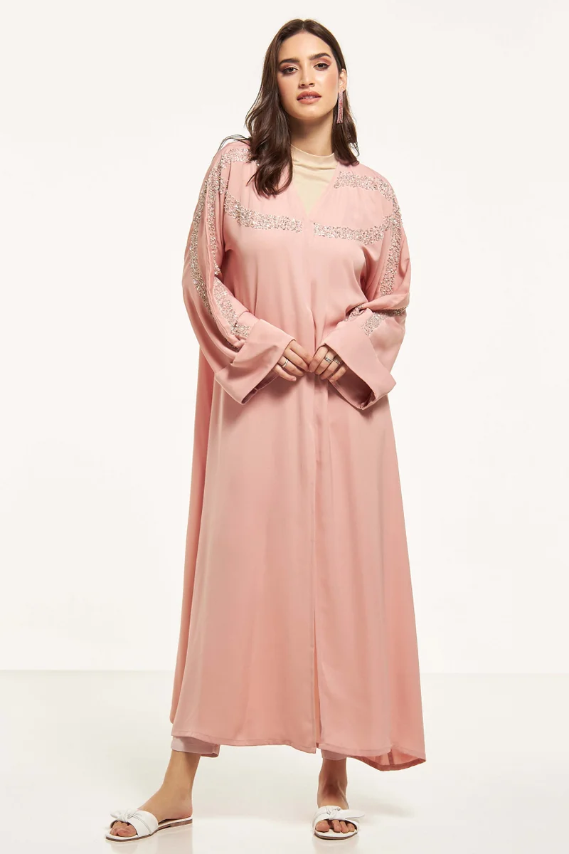 Moistreet Embellished Flared Sleeve Abaya