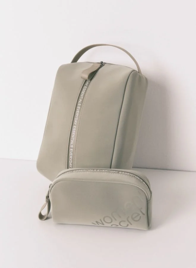 women'secret Small Metallic Khaki Rubber Vanity Case