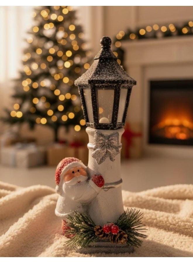AKDC 24cm Santa Lantern Christmas Décor | Mini Red Lantern with Santa Figure Display - Image 2