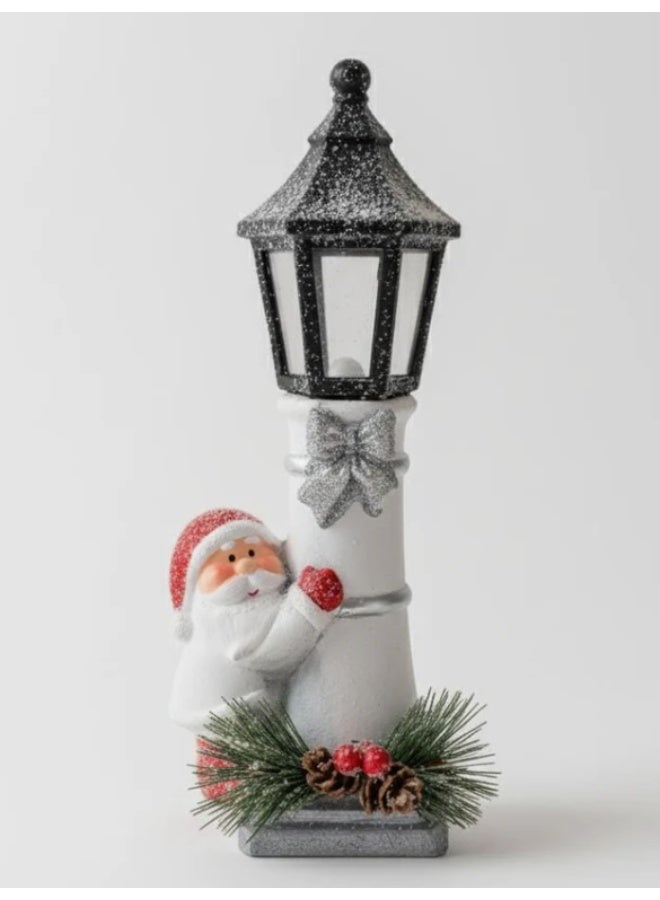 AKDC 24cm Santa Lantern Christmas Décor | Mini Red Lantern with Santa Figure Display - Image 1