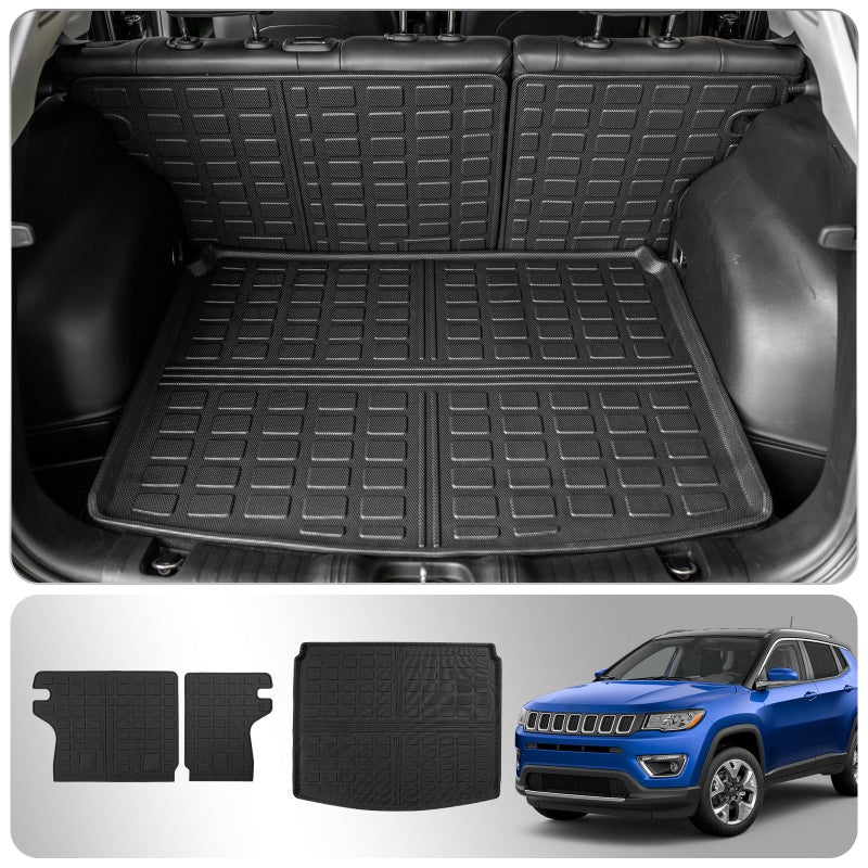 Thinzyou Cargo Mat for 2017-2024 Jeep Compass - TPE All Weather Trunk Mat and Backrest Mats