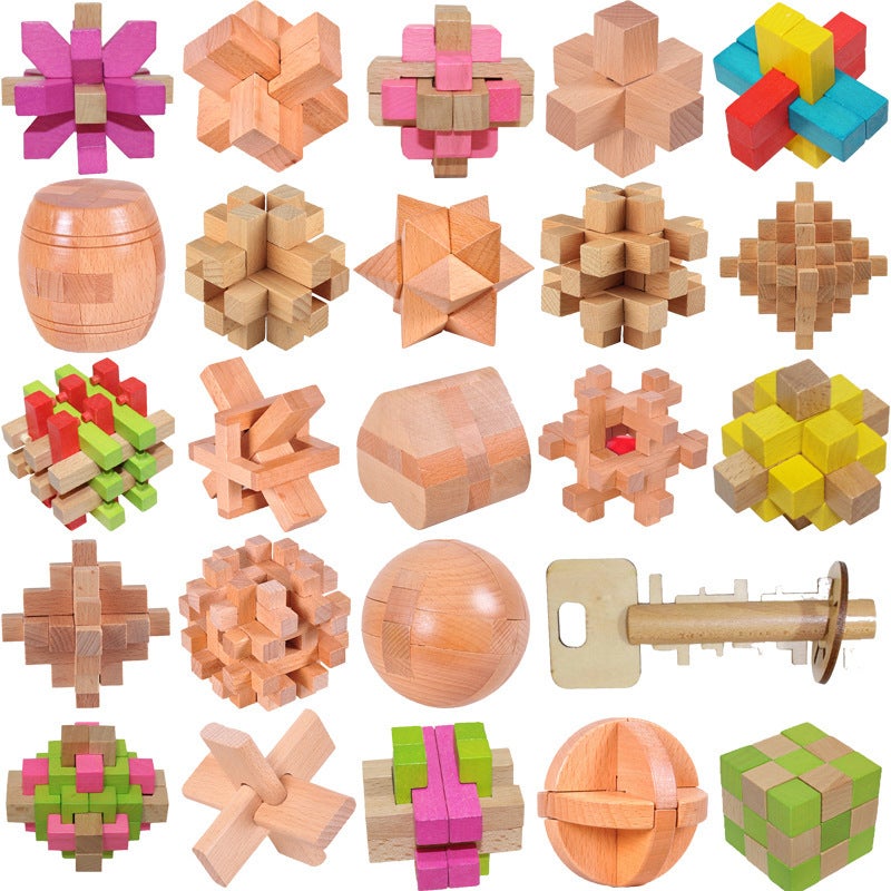 Chinese-Style Kongming Lock Luban Lock Full Set Development Intelligence Unlock Suit Children'S Educational Toys Birthday Gift - Image 2
