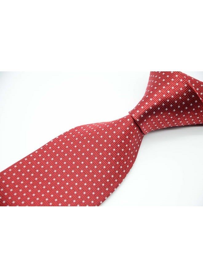 Geotae Zerun EXT Collectino 100% Silk Necktie, New Classic Weave Style Red White Dot Fashion Trendy Chick Elegant Formal Business Tie JACQUARD WOVEN Men's Suits Groom Wedding Marriage Party Ties - Image 3