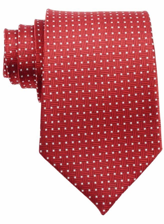 Geotae Zerun EXT Collectino 100% Silk Necktie, New Classic Weave Style Red White Dot Fashion Trendy Chick Elegant Formal Business Tie JACQUARD WOVEN Men's Suits Groom Wedding Marriage Party Ties - Image 1