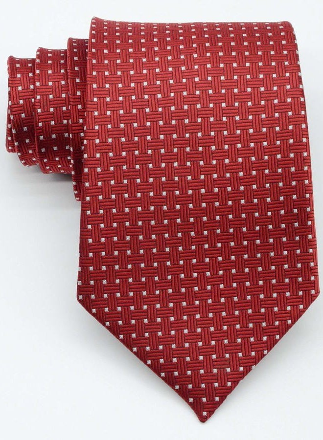 Geotae Zerun EXT Collectino 100% Silk Necktie, New Classic Weave Style Red White Dot Fashion Trendy Chick Elegant Formal Business Tie JACQUARD WOVEN Men's Suits Groom Wedding Marriage Party Ties - Image 4