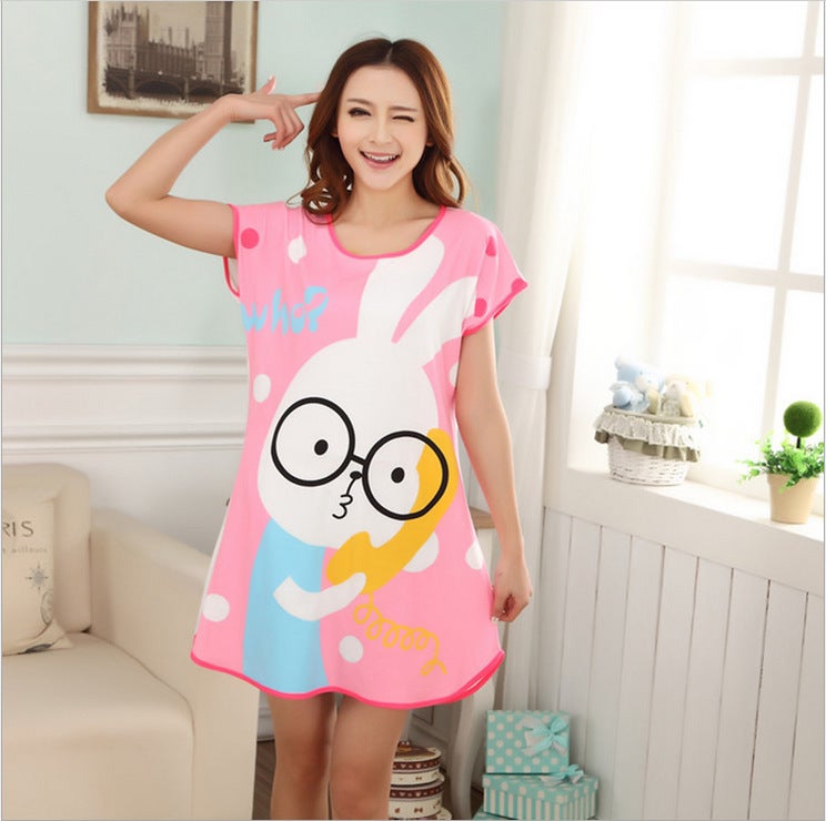 2022 Summer Silk Cartoon Sleepwear Womens Print Nightgown 333#25 - Image 1