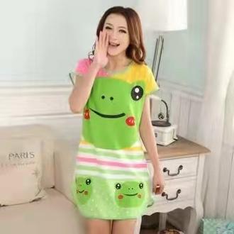 2022 Summer Silk Cartoon Sleepwear Womens Print Nightgown 333#25 - Image 5