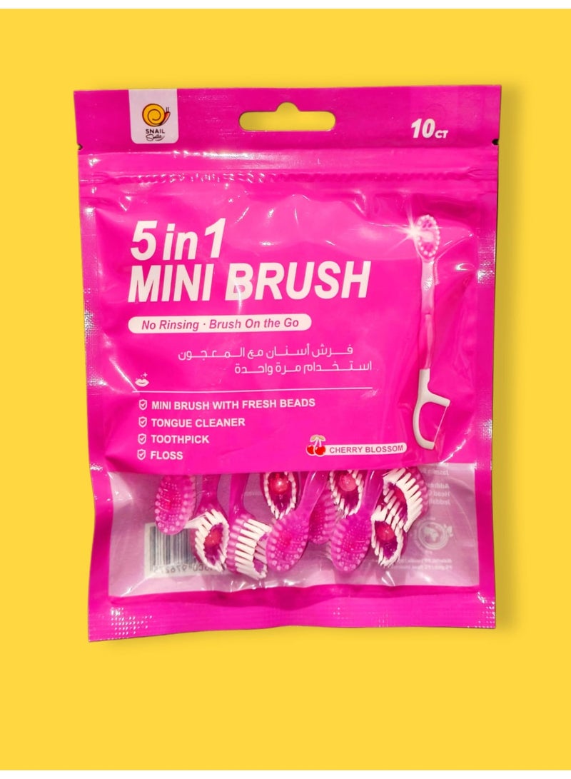 SNAIL 5 in 1 Mini Brush No Rinsing Brush On The Go Cherry Blossom 10 ct