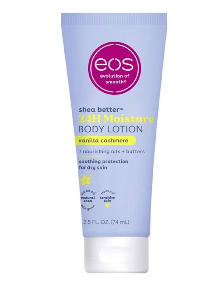 EOS Best 24-Hour Moisturizing Body Lotion, Cashmere Vanilla, 2.5 fl. oz. (74 ml) - Image 1