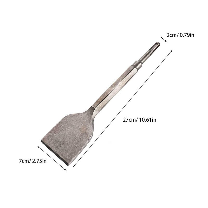 Angled Bent Tile Chisel 17x280x75mm For Hammer Drill Masonry Floor Scraper Brick Removal Tool Round Shank Wide Scaling Chisel For Tile And Concrete Walls - Image 2