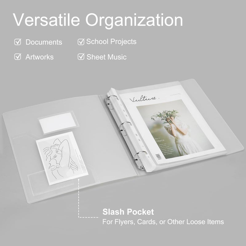 Uquelic 50-Pocket Clear Binder with Plastic Sleeves for Letter/A4 Size(11" x 8.5"), Document Binder Organizer for Papers, Certificates and Artwork, Macaron PP Divider Pages for Presentation - Image 2
