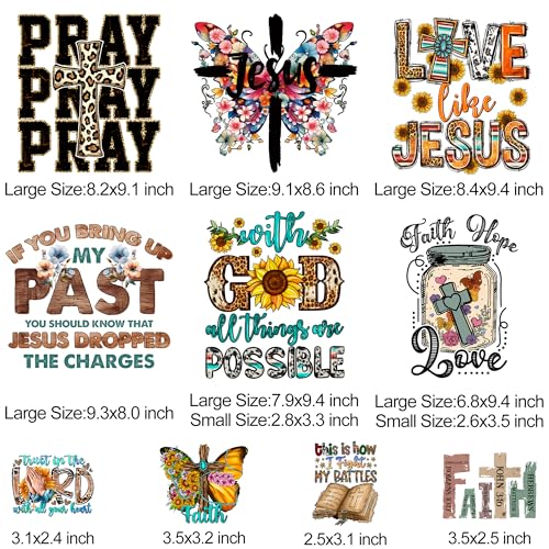 RURUIS 12 Sheets Jesus Iron On Transfer Vinyl Sticker Decals for T-Shirt Clothing God is Good Design Washable Heat Transfers Patches DIY Decoration Applique - Image 5