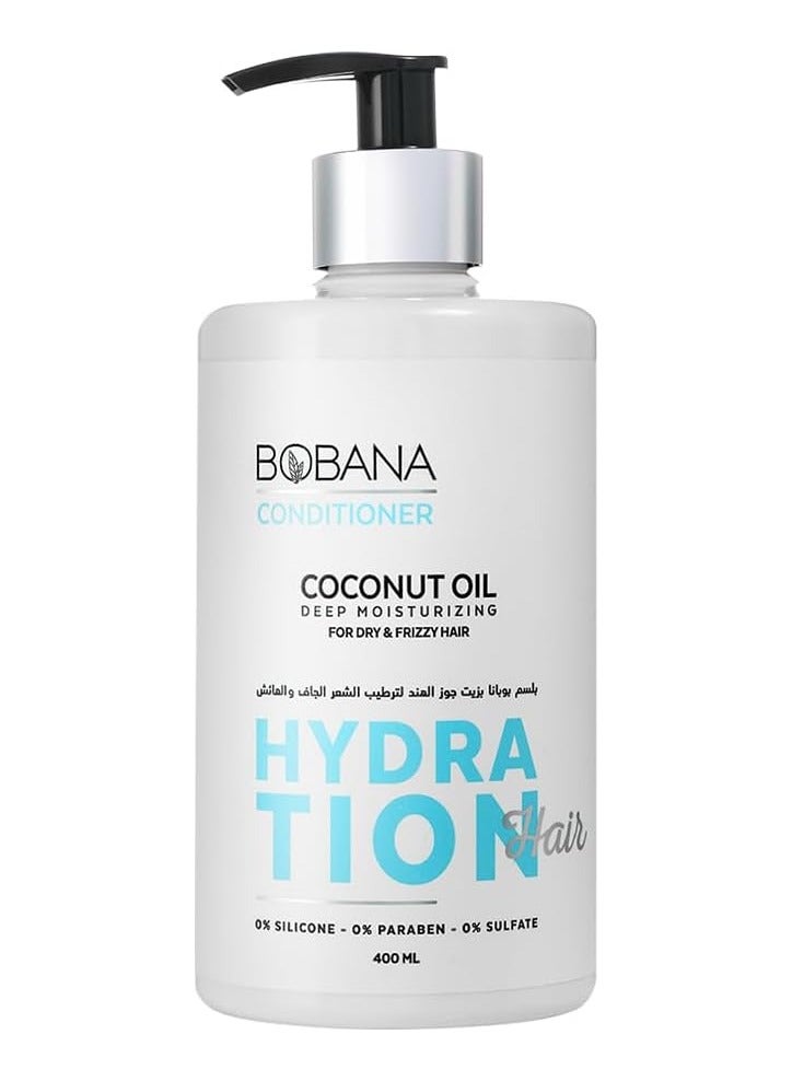 Bobana Coconut Oil Conditioner - Deep Moisturizing for Dry & Frizzy Hair, 400ml | Silicone, Sulfate & Paraben Free