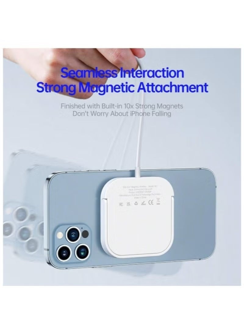 شاحن لاسلكي MagSafe 3 في 1 بقوة 15 واط مع قاعدة شحن، متوافق مع هواتف iPhone 17/16/15/14/13/12، وApple Watch، وسماعات Airpods 3 وAirpods pro. - Image 5