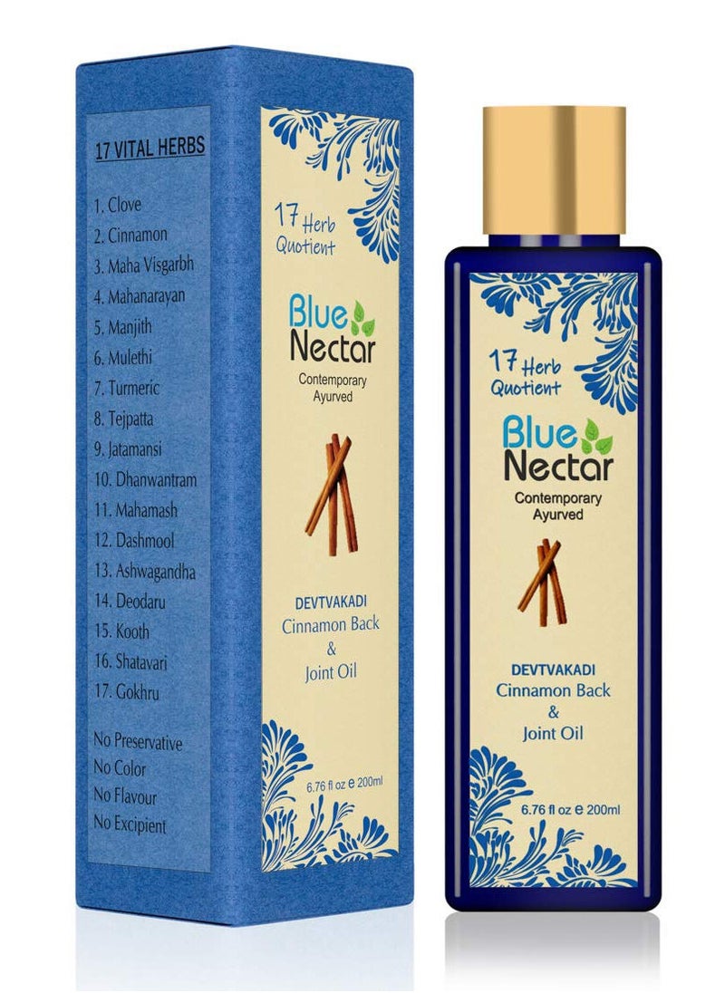 Blue Nectar Blue Nectar Ayurvedic Pain Relief oil for Body Back Knee Legs Shoulder and Muscle pain with Cinnamon and Clove 17 Herbs 200 Ml  - Image 1
