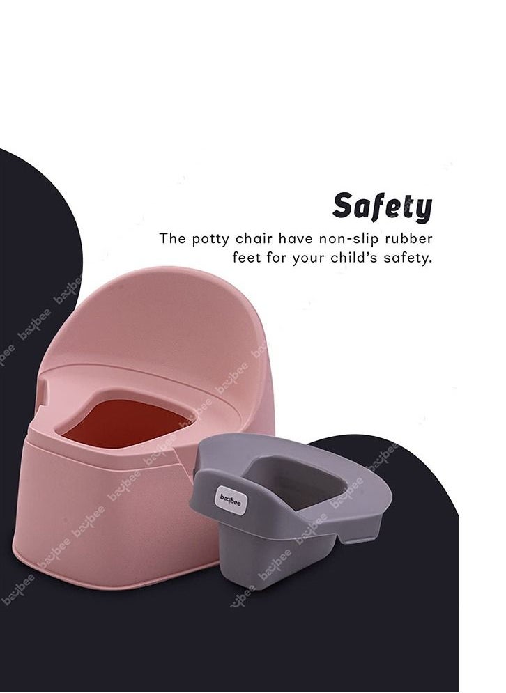 BAYBEE - Baby Potty Training Seat For Kids Baby Potty Seat Chair With Closing Lid And Removable Tray Potty Trainer Seat For Toddlers Potty Seat For Baby 0 To 3 Years Child Boys Girls Beige - Image 1