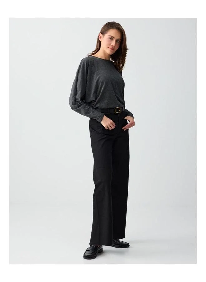 Jimmy Key Black Loose-Fit High-Waist Comfortable Cut Denim Pants.