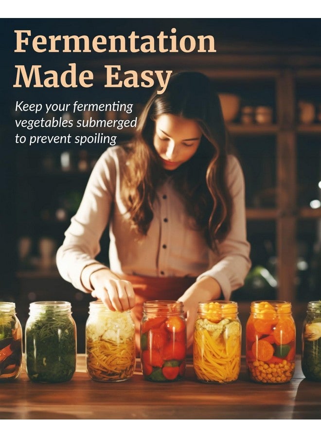 Elementi Fermentation Weight Set of 4 - Easy to Use Glass Fermenting Weights, Perfect Fit for Wide Mouth Mason Jars, Highly Durable Soda-Lime Glass Fermentation Kit for Sauerkraut, Kimchi & More - Image 2