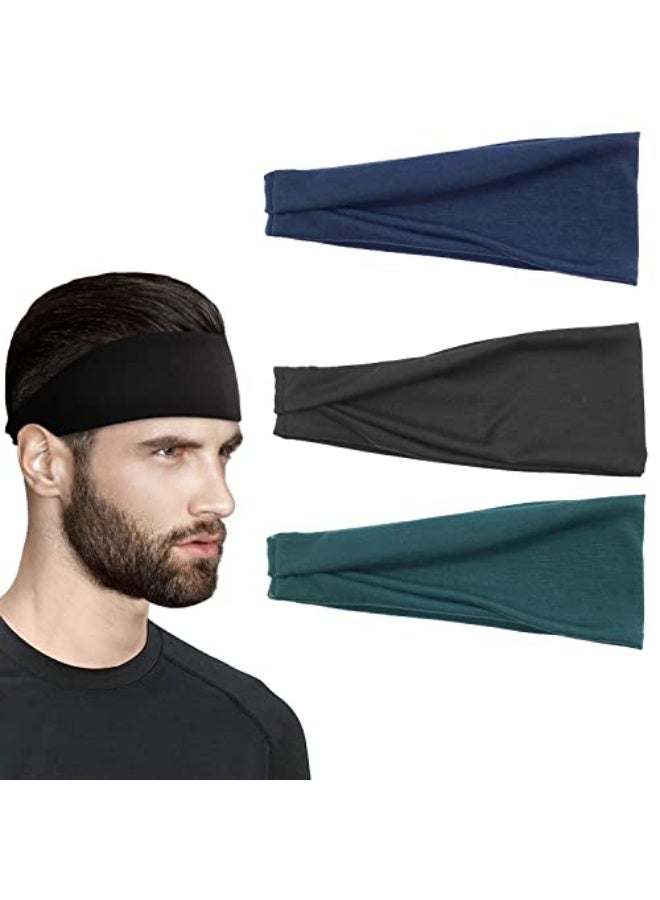 JZS Headband Mens Sports Sweatband Stretchy Moisture Wicking for Running, Cycling, Basketball, Yoga, Fitness Workout for Men and Women(3 Pack) - Image 1