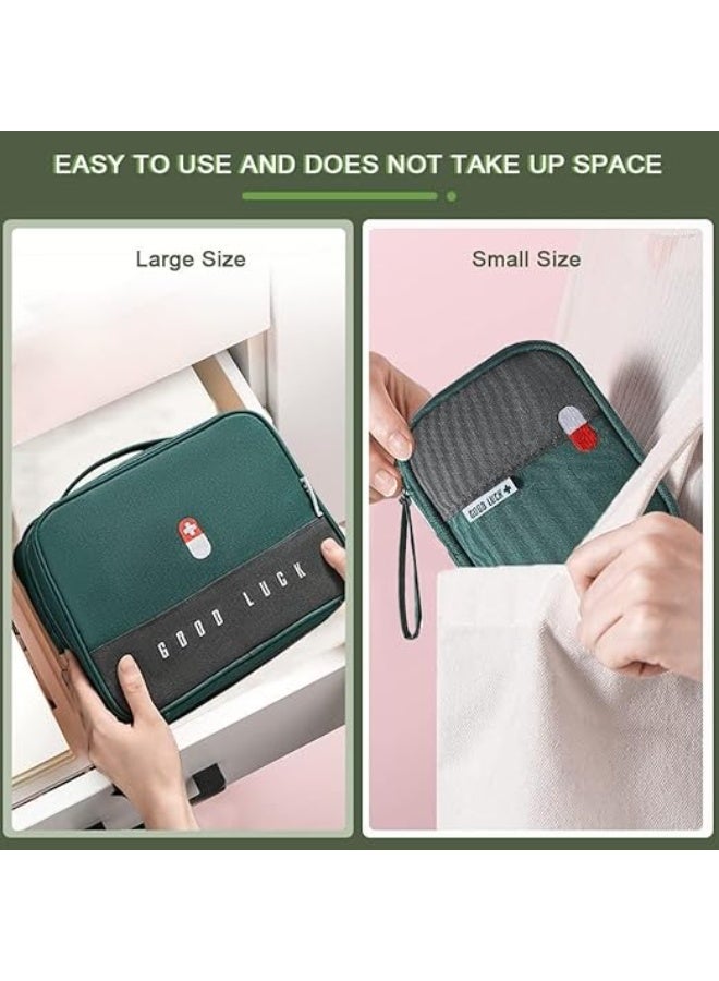 Generic 2 Size Empty First Aid Bags with Small Medical Pouch Insulated Survival Medicine Bag Portable Medication Travel Carrying Case for Car Home Camping Office Green - Image 3