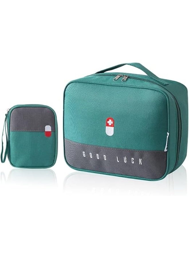 Generic 2 Size Empty First Aid Bags with Small Medical Pouch Insulated Survival Medicine Bag Portable Medication Travel Carrying Case for Car Home Camping Office Green - Image 1
