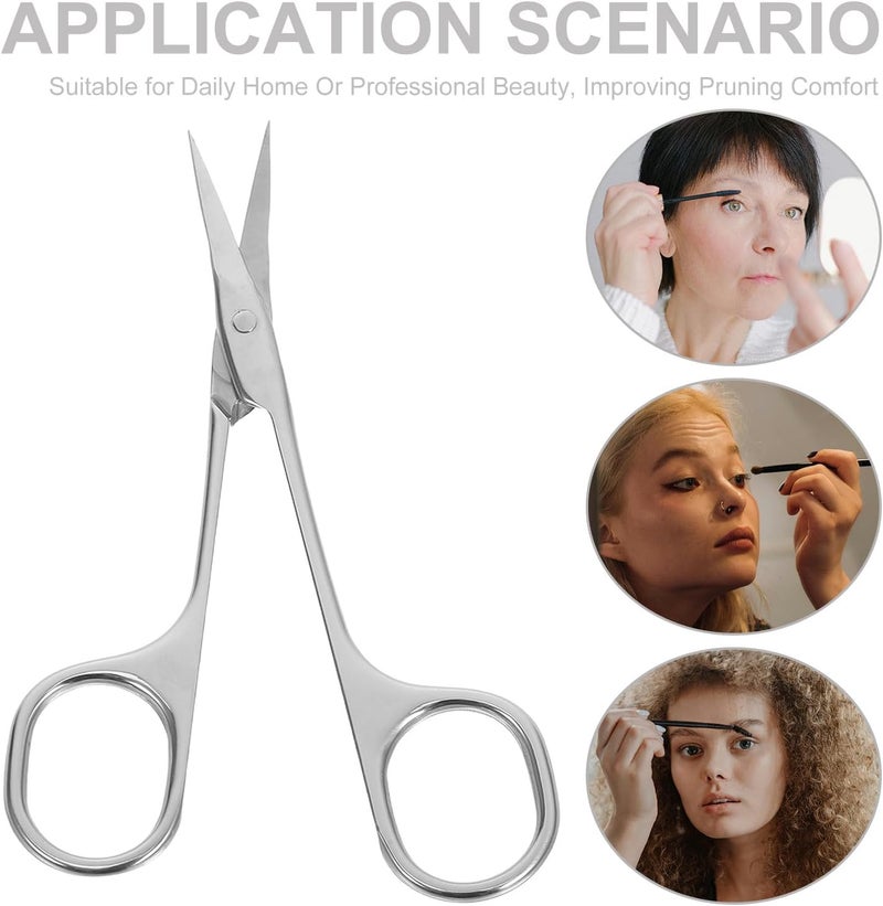 Ciieeo Stainless Steel Eyebrow Trimming Scissors Facial Hair Grooming Small Precision Beard Shears Compact Design for Travel and Personal Care - Image 3