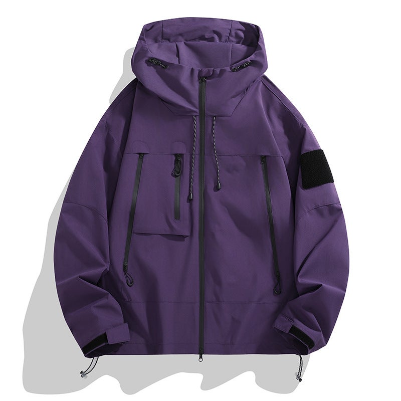 Generic J91 Trendy Front-line Mens and Womens Jacket 2024 Autumn Outdoor Sports Leisure Hooded Functional Tooling Bag Purple