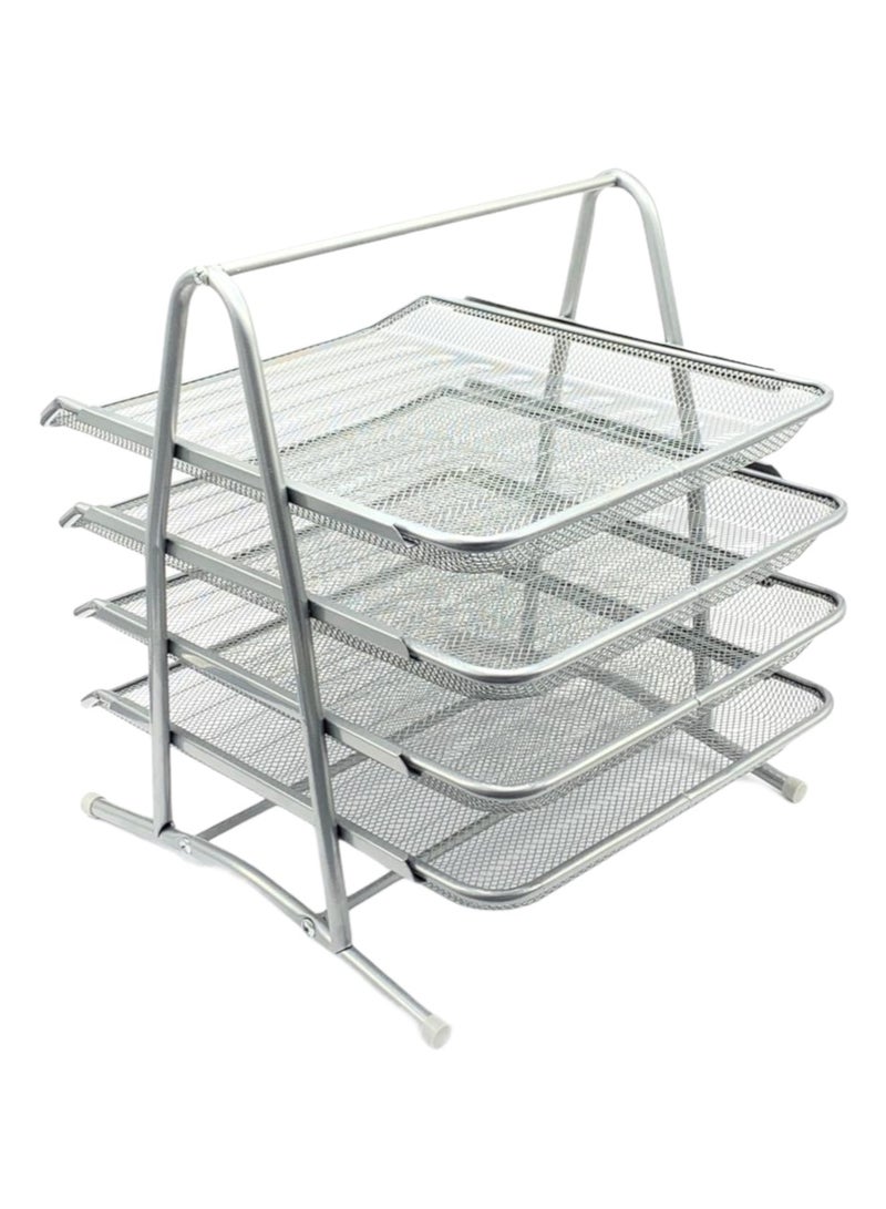 سيمبا سلة ادراج المستندات 4 طبقات حديد فضي