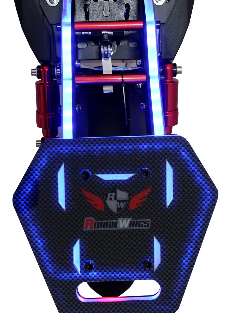 ROHAN WINGS E Scooter for Adults Rohan Wings S1(KT6A new version), Powerful Motor, 48V 13AH LT Battery, 35-40km Range, with RGB lights on skate board and Mud guards, Foldable, Display Meter, Bluetooth Speaker, Helmet, Safety Belt, Mobile Holder, Pump, Tool Kit  - Image 5