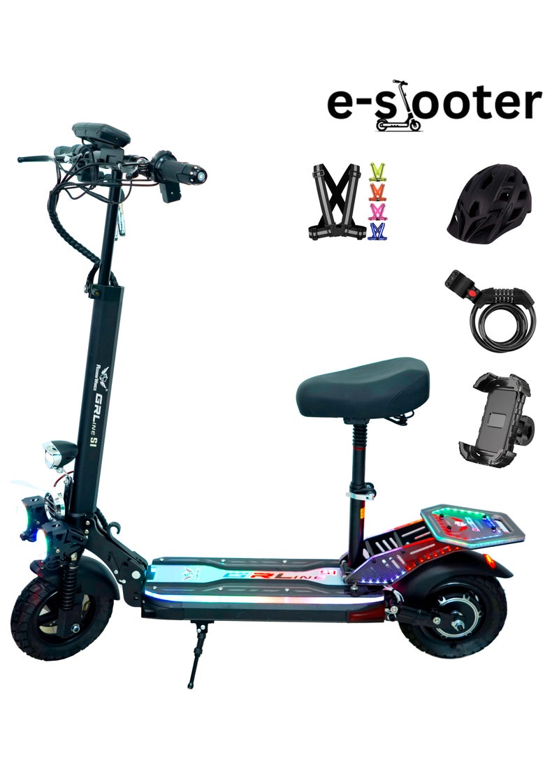 ROHAN WINGS E Scooter for Adults Rohan Wings S1(KT6A new version), Powerful Motor, 48V 13AH LT Battery, 35-40km Range, with RGB lights on skate board and Mud guards, Foldable, Display Meter, Bluetooth Speaker, Helmet, Safety Belt, Mobile Holder, Pump, Tool Kit  - Image 1