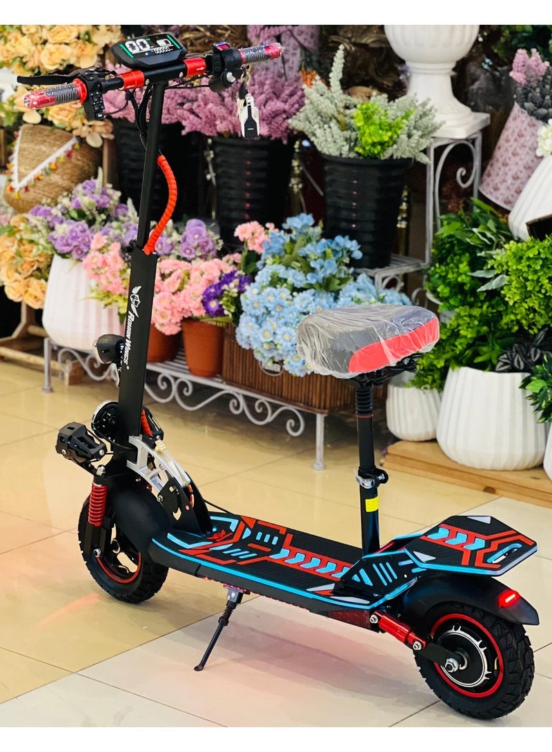 ROHAN WINGS E Scooter for Adults Rohan Wings S1(KT6A new version), Powerful Motor, 48V 13AH LT Battery, 35-40km Range, with RGB lights on skate board and Mud guards, Foldable, Display Meter, Bluetooth Speaker, Helmet, Safety Belt, Mobile Holder, Pump, Tool Kit - Image 4