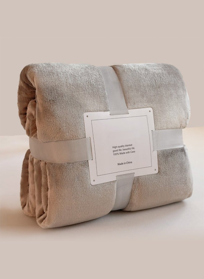 بطانية خفيفة الوزن، 1000 جرام، بطانية فائقة النعومة لجميع الفصول، بطانية للفراش والأريكة، رمادية 150 × 200 سم - Image 1