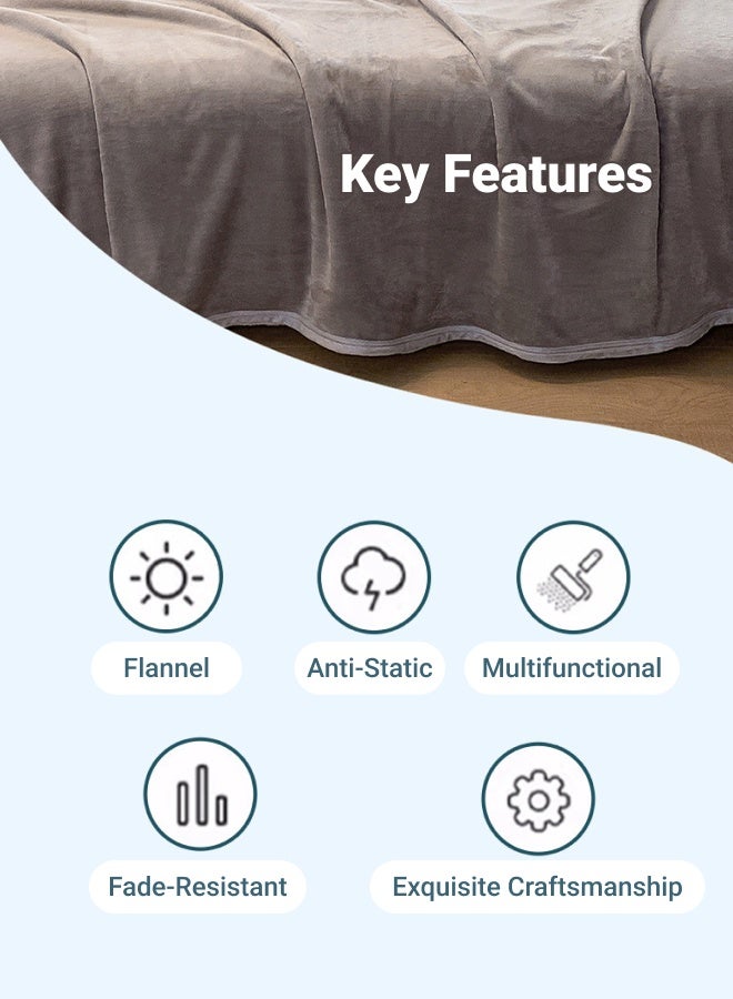 بطانية خفيفة الوزن، 1000 جرام، بطانية فائقة النعومة لجميع الفصول، بطانية للفراش والأريكة، رمادية 150 × 200 سم - Image 2