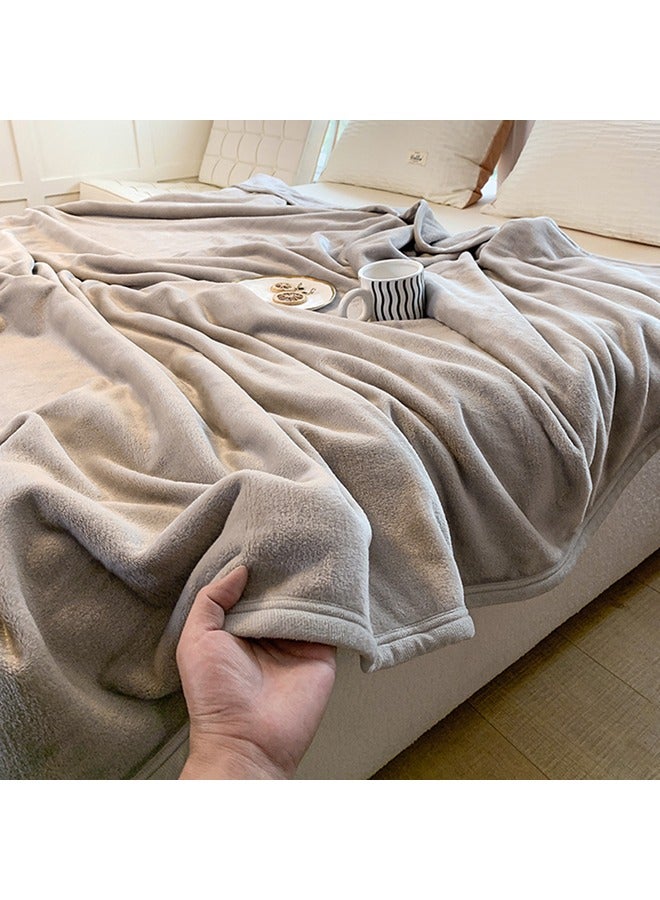 بطانية بوليستر صوفية 200×150 سم 1000 جم - ناعمة وقابلة للتنفس ومقاومة للكهرباء الساكنة والتلاشي - للاستخدام في الطائرة/المكتب/السيارة/الأريكة - رمادية - Image 1