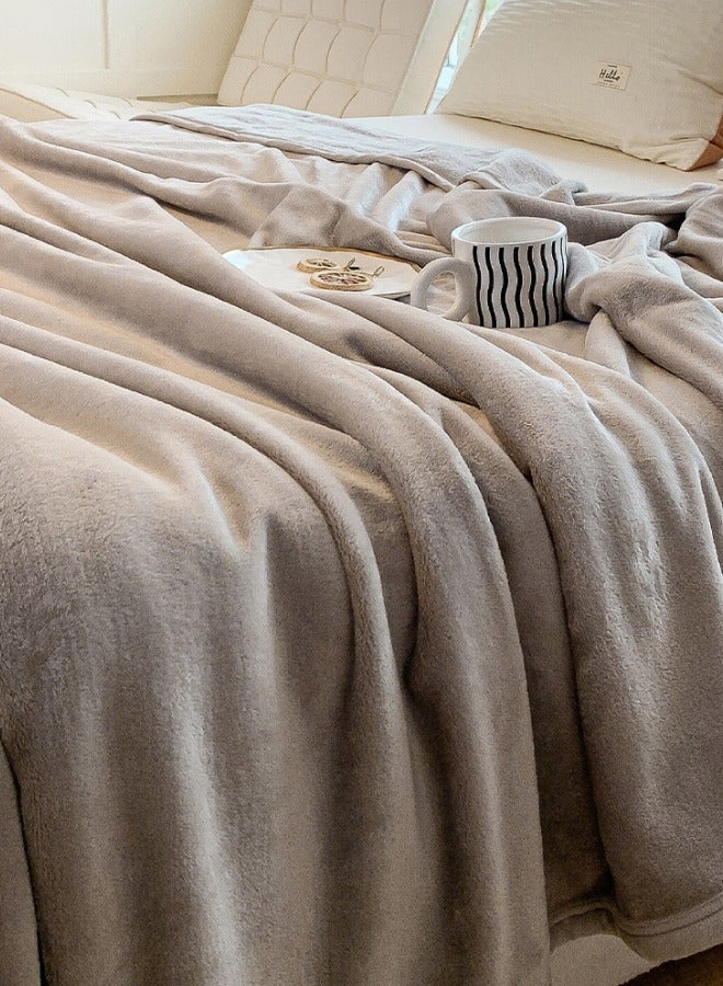 بطانية بوليستر صوفية 200×150 سم 1000 جم - ناعمة وقابلة للتنفس ومقاومة للكهرباء الساكنة والتلاشي - للاستخدام في الطائرة/المكتب/السيارة/الأريكة - رمادية - Image 2