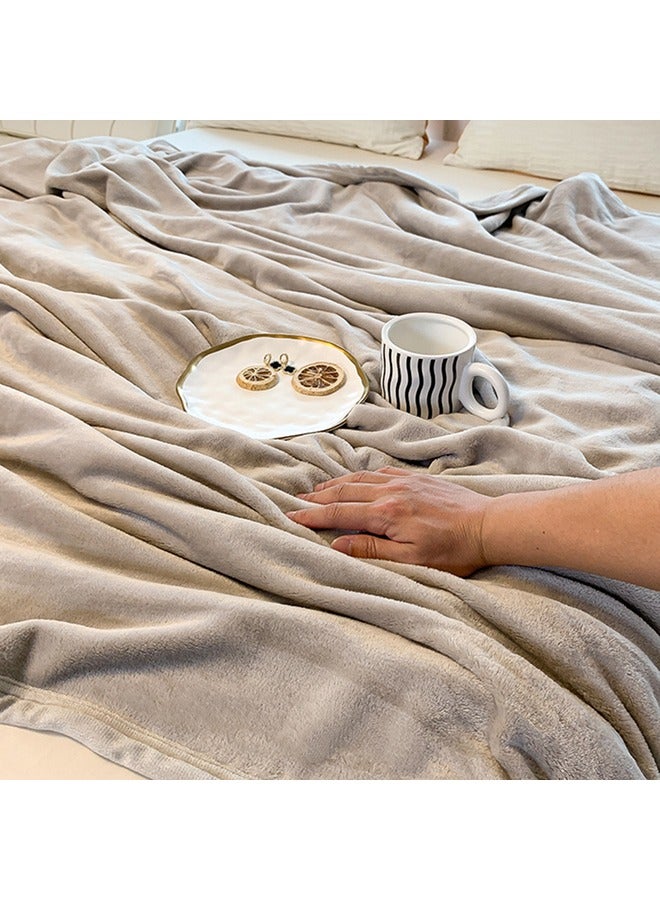 بطانية بوليستر صوفية 200×150 سم 1000 جم - ناعمة وقابلة للتنفس ومقاومة للكهرباء الساكنة والتلاشي - للاستخدام في الطائرة/المكتب/السيارة/الأريكة - رمادية - Image 3