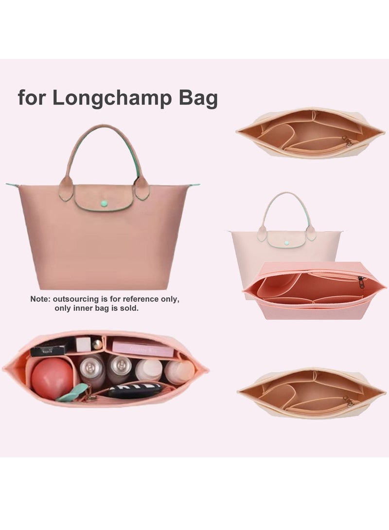 Generic Versatile Multi-Pocket Felt Handbag Organizer for Tote Bags and Wallets, Compact and Stylish Base Shaper for Longchamp and More, Small Size in Pink  - Image 3