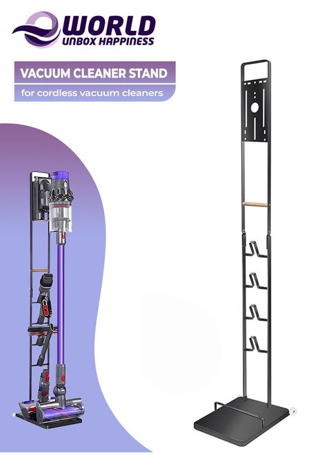 Premium Floor Docking Dyson Stand for Cordless Vacuum Cleaners with Wheels, Compatible with Dyson V15 V11 V10 V8 V7 V6 Dreame T30 T20 V12 V11 V10, No Wall Drilling, Durable Metal Holder in Sleek Black