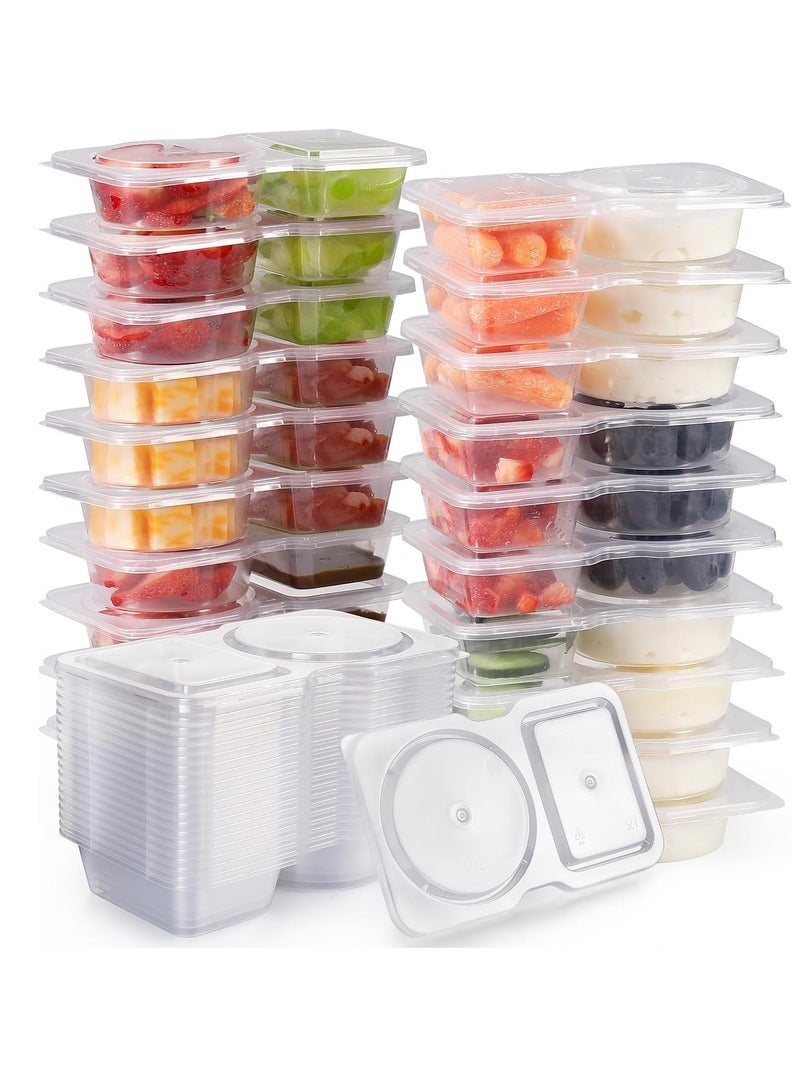 50 reusable covered snack containers, new snack containers, snack box container portion control, snack packaging containers, double compartment snack containers for dining out and camping - Image 1