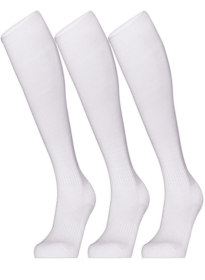 GRAPMKTG 3 Pack Soccer Softball Baseball Socks for Youth Football Knee High Socks for Kids Tube Socks for Boys Girls White X-Small - Image 1