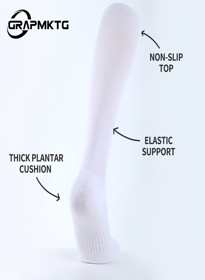 GRAPMKTG 3 Pack Soccer Softball Baseball Socks for Youth Football Knee High Socks for Kids Tube Socks for Boys Girls White X-Small - Image 4