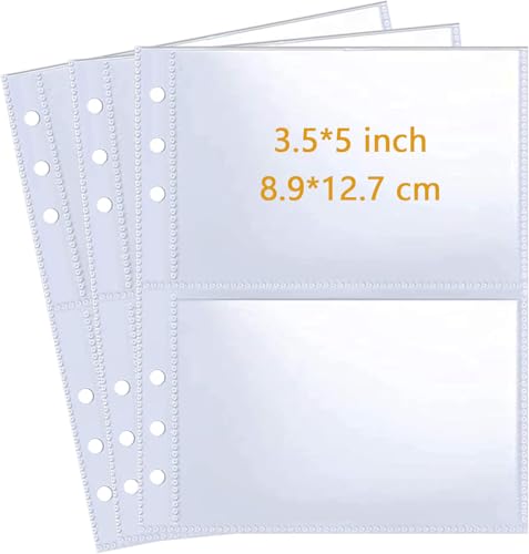 WITHYU 30 Pack 120 Pockets 3.5x5 Photocard Sleeves for 6 Ring A5 Binder, Ultra-Clear Sleeves, Double-Sided 2 Pocket Pages, Top Loading Sheet Protector for Photos, Postcards, Seed Packets - Image 1