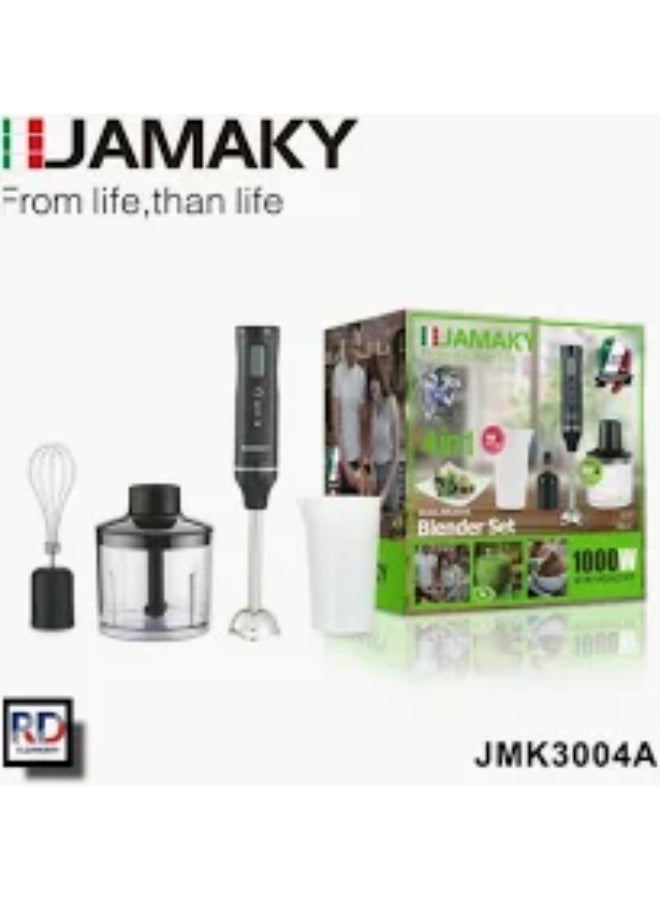 Jamaky 4-in-1 Hand Blender, 1000 Watt, Multi-Use, Multiple Speeds, Stainless Steel - JMK 3004A - Image 2