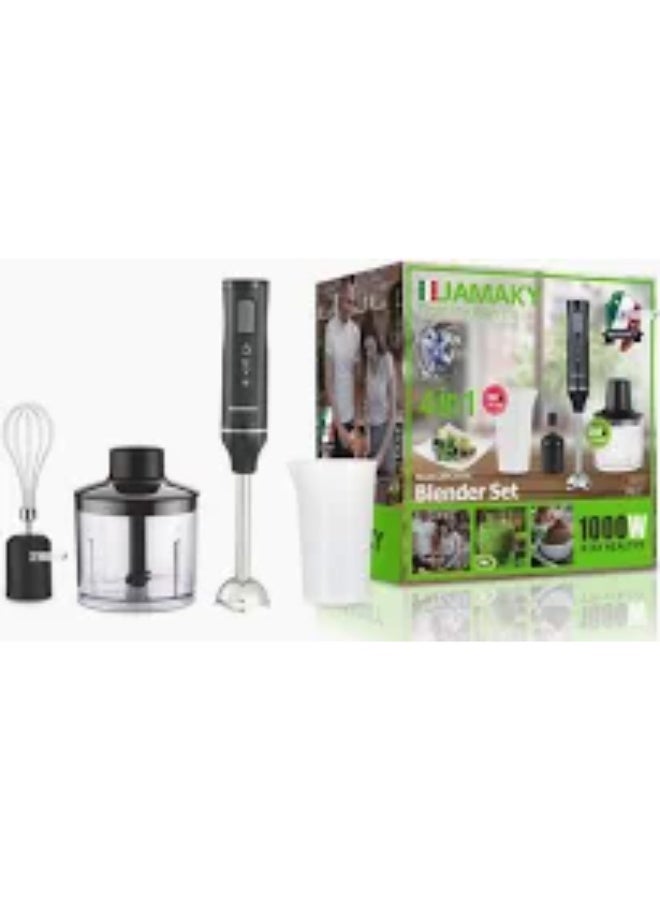 Jamaky 4-in-1 Hand Blender, 1000 Watt, Multi-Use, Multiple Speeds, Stainless Steel - JMK 3004A - Image 1