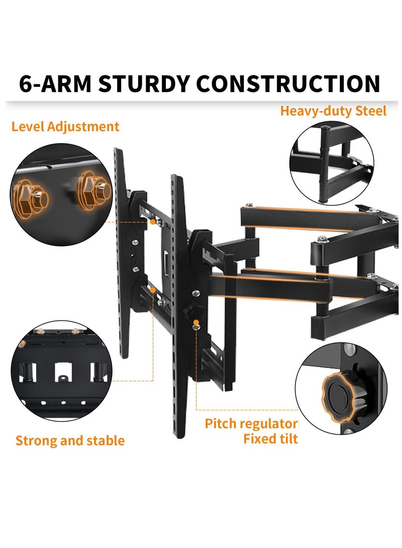 Yoawllty Full Motion TV Wall Mount with Swivel and Tilt – Dual Arm Bracket for 32–85 Inch TVs – Supports Up to 110 lbs – Fits 12/16 Inch Studs  - Image 4