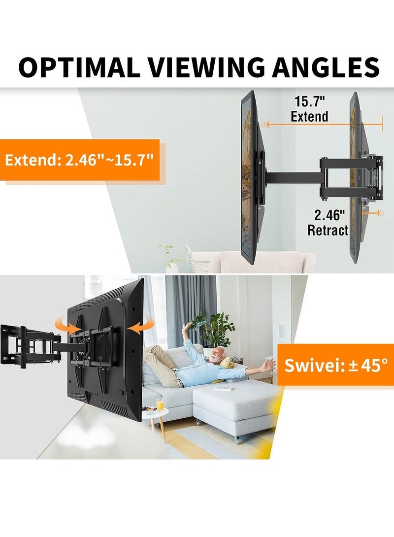 Yoawllty Full Motion TV Wall Mount with Swivel and Tilt – Dual Arm Bracket for 32–85 Inch TVs – Supports Up to 110 lbs – Fits 12/16 Inch Studs  - Image 3