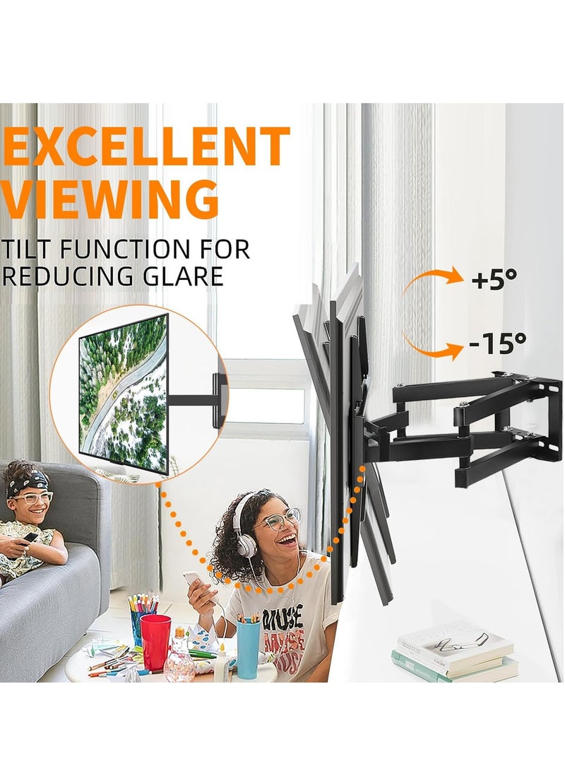 Yoawllty Full Motion TV Wall Mount with Swivel and Tilt – Dual Arm Bracket for 32–85 Inch TVs – Supports Up to 110 lbs – Fits 12/16 Inch Studs  - Image 5
